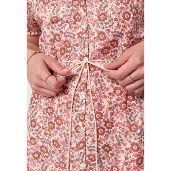 Faherty Women’s Orinda Floral Earth Peasant Sleeve Bohemian Maxi Sundress Medium - Picture 5 of 15